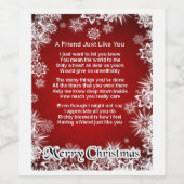 クリスマスワインボトルラベル – フレンドの詩 ワインラベル (シングルラベル)