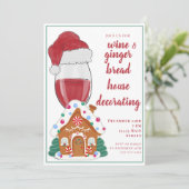 クリスマスワインモムズジンジャーブレッドの家の子供 招待状 (スタンド正面)
