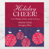 クリスマスワインラベルは赤いブルーの名前をボーリング ワインラベル (シングルラベル)