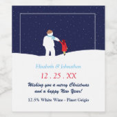 クリスマスワインラベル付き雪だるま ワインラベル (シングルラベル)