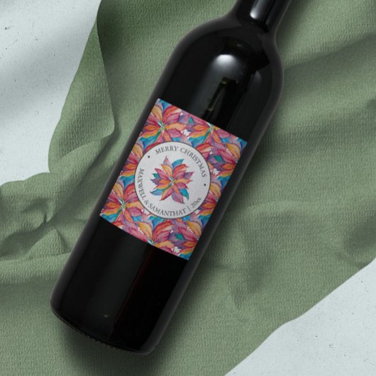 クリスマスワインラベル水彩植物園 ワインラベル