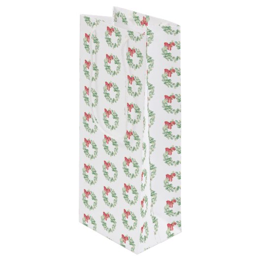 クリスマスワイン抱き枕レッドアンドグリーンリース ワインギフトバッグ (正面アングル)
