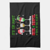 クリスマスワイン – おもしろいクリスマスアルコールパジャマPJトップス キッチンタオル (縦)