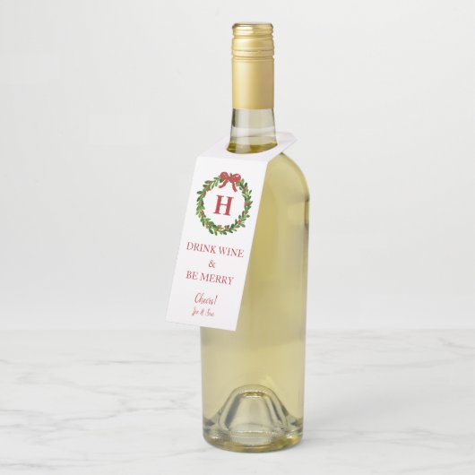 クリスマスワパーソナライズされたインボトルラベル ボトルネックタグ (アングル)
