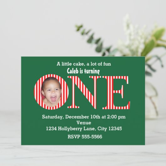 クリスマスワンの最初の誕生日パーティーの招待状 招待状 (スタンド正面)