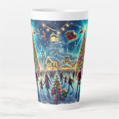 クリスマスワンダーランドアイススケートで滑るお祝い カフェラテマグ (正面)