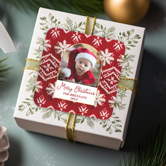 クリスマスワンフォトウィンターエレガントフェスティバル スクエアシール