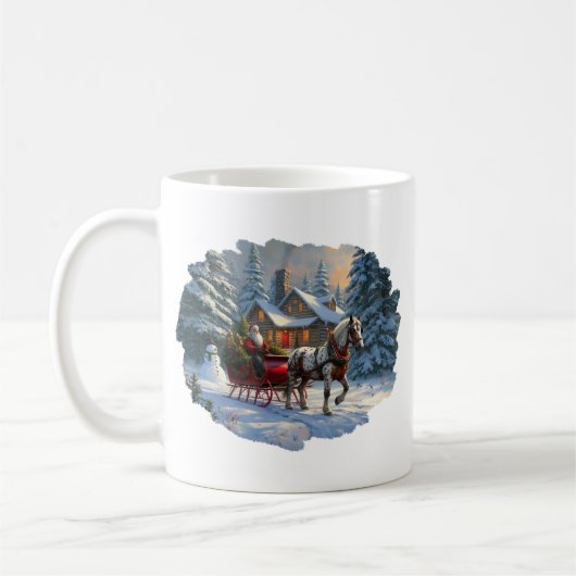 クリスマスワンホースライサンタ コーヒーマグカップ (左)