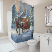 クリスマスワンホースライサンタ シャワーカーテン (インサイチュ)