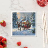 クリスマスワンホースライサンタ スタンダードカクテルナプキン (インサイチュ)