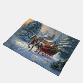 クリスマスワンホースライサンタ ドアマット (アングル)