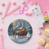 クリスマスワンホースライサンタ ペーパープレート (パーティー)