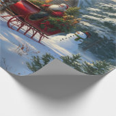 クリスマスワンホースライサンタ ラッピングペーパー (角)