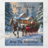 クリスマスワンホースライサンタ ワインラベル (シングルラベル)