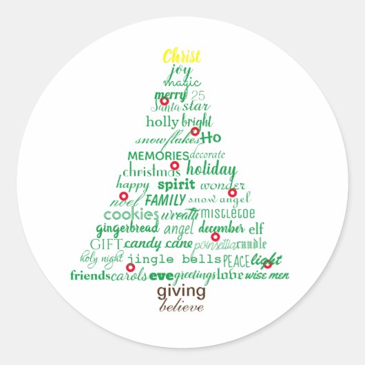 クリスマスワーズツリー – 円シール ラウンドシール (正面)