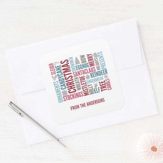 クリスマスワーズホリデーステッカー スクエアシール (封筒)