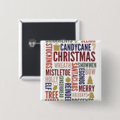 クリスマスワーズホリデーピンバックボタン 缶バッジ (正面&裏面)