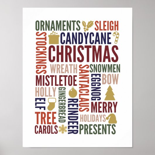 クリスマスワーズホリデーポスターサイン ポスター (正面)