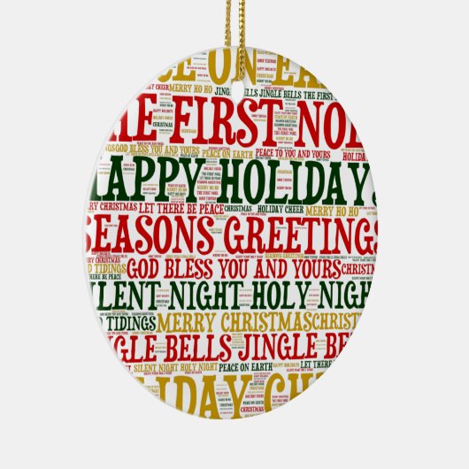 クリスマスワードアートクラウド2セラミックオーナメント セラミックオーナメント (右)