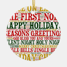 クリスマスワードアートクラウド2セラミックオーナメント