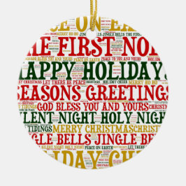 クリスマスワードアートクラウド2セラミックオーナメント セラミックオーナメント