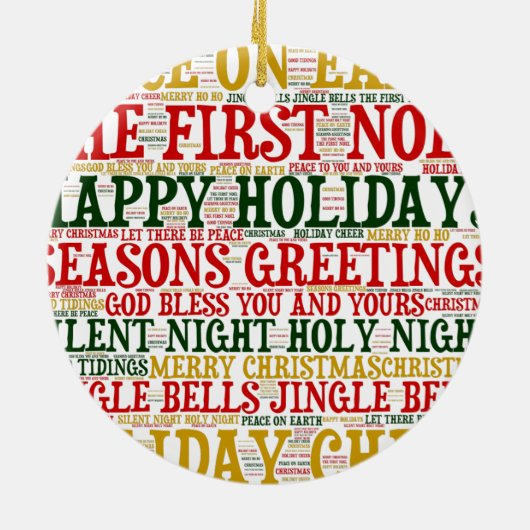 クリスマスワードアートクラウド2セラミックオーナメント セラミックオーナメント (裏面)