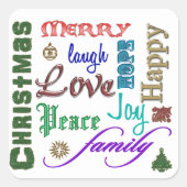 クリスマスワードアートステッカー スクエアシール (正面)
