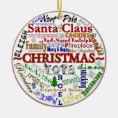 クリスマスワードアート（写真でパーソナライズ） セラミックオーナメント (正面)