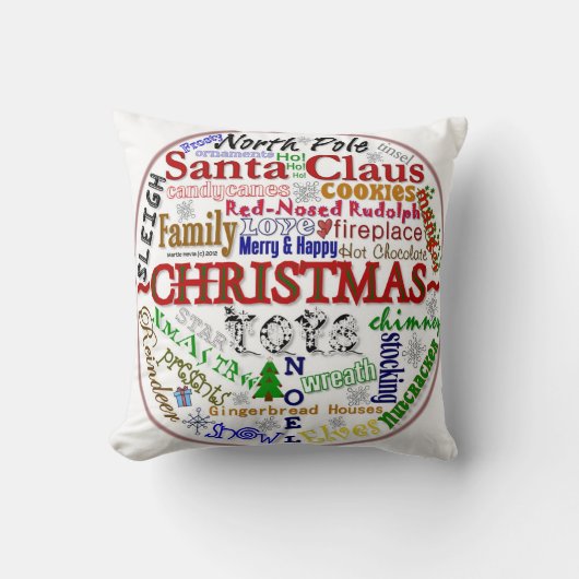クリスマスワードアート – MoJo Pillows クッション (正面)