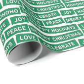 クリスマスワードグリーンとホワイトラッピング紙 ラッピングペーパー (ロールコーナー)