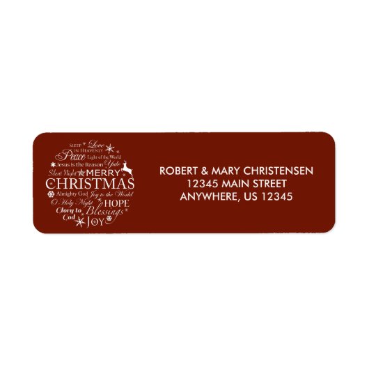 クリスマスワードタイポグラフィ円 ラベル (正面)