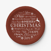 クリスマスワードタイポグラフィ ペーパープレート (正面)