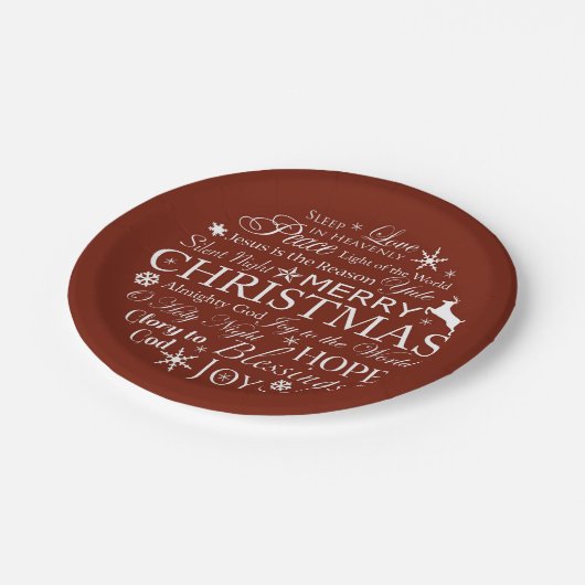 クリスマスワードタイポグラフィ ペーパープレート (アングル)