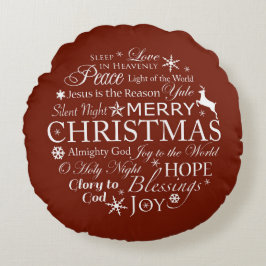 クリスマスワードタイポグラフィ ラウンドクッション