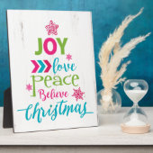 クリスマスワードツリーアート – Joy Love 信じ Peace フォトプラーク (側面)
