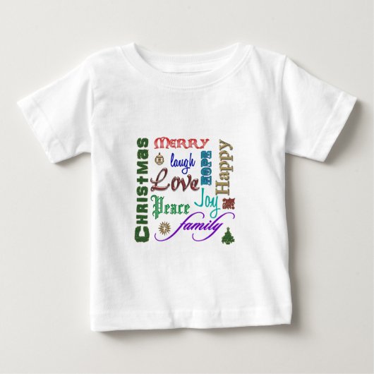 クリスマスワード写真色 ベビーTシャツ (正面)