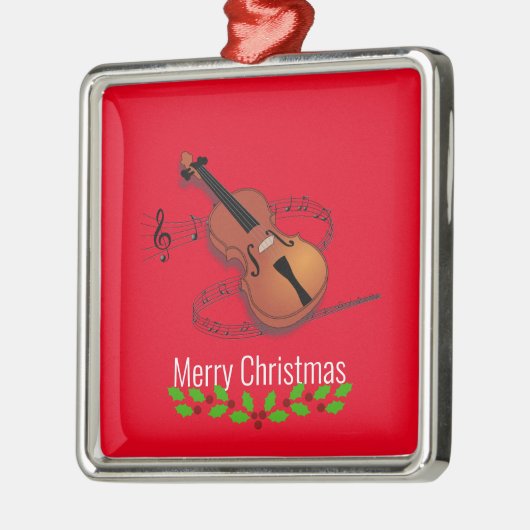 クリスマスヴァイオリンミュージカル挨拶 メタルオーナメント (左)