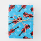 クリスマスヴァイオリンミュージシャン模様 ラッピングペーパーシート (インサイチュ)