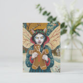 クリスマスヴァンパイア子猫ジンジャーブレッドマンクッキー ポストカード (スタンド正面)