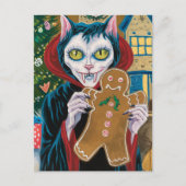クリスマスヴァンパイア子猫withジンジャーブレッドマン ポストカード (正面)