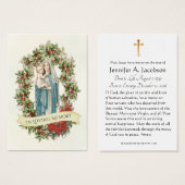 クリスマスヴァージンマリア葬儀記念神聖カード (正面&裏面)