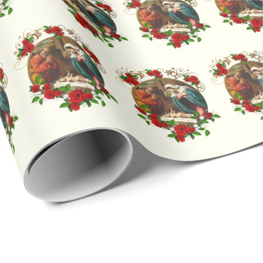 クリスマスヴァージンメアリーベビーイエズジョセフ出生 ラッピングペーパー (ロールコーナー)