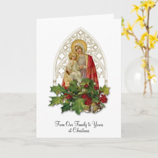 クリスマスヴァージンメアリーベビーイエズスフローラ宗教 カード (黄色い花)