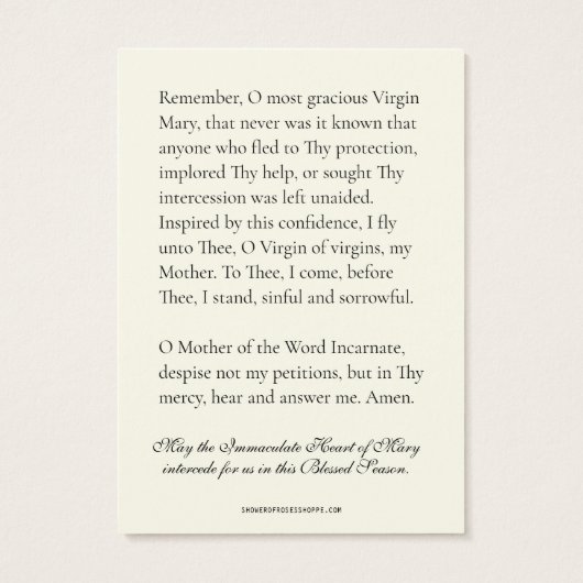 クリスマスヴァージンメアリーメモリアレ祈りの言葉ポインセチア (裏面)