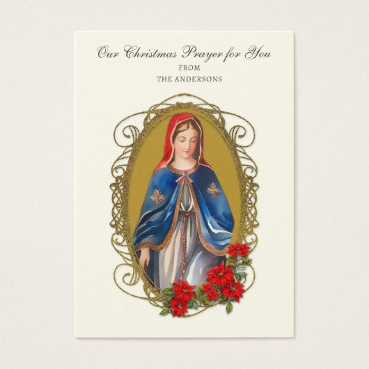 クリスマスヴァージンメアリーメモリアレ祈りの言葉ポインセチア (正面)