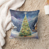 クリスマスヴィリアージュスノーウィーホリデーツリーライトズ クッション (ブランケット)
