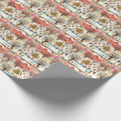 クリスマスヴィレッジスノーレトロビンテージクリスマス ラッピングペーパー (角)