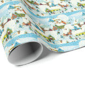 クリスマスヴィレッジスノーレトロビンテージクリスマス ラッピングペーパー (ロールコーナー)