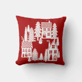 クリスマスヴィレッジ赤と白 クッション (正面)