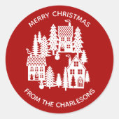 クリスマスヴィレッジ赤と白 ラウンドシール (正面)